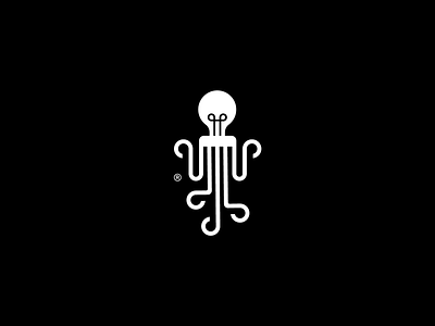 octopus black brand identity branding illustrator lamp light logo minimal minimal logo octo octopus octopus logo visual visual design