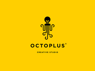 Octoplus animal logo brand identity branding creative logo design illustrator lamp minimal octopus octopus logo studio studio logo visual visual design