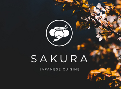 Sakura Japanese Cuisine Logo bird logo brand identity branding flower flower logo graphicdesign illustrator japan logo logo minimal minimal logo restaurant branding restaurant logo sakura sushi sushi logo visual visual design