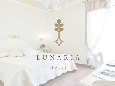 Lunaria Hotel Logo brand identity branding gold gold logo green logo hotel logo illustration key logo logo minimal minimal logo minimalist logo plant logo uidesign visual design