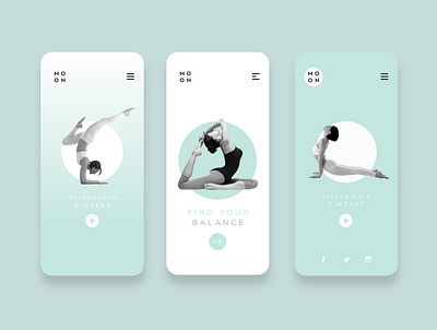 Yoga App brand identity branding minimal minimal logo sport sport app ui ui design uidesign uxdesign visual visual design webdesign yoga yoga app