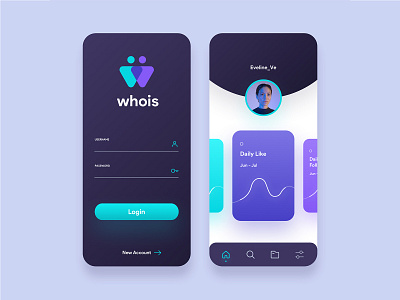 whois App brand identity design homepage icon login design minimal prototype ui uidesign ux visual visual design wireframing