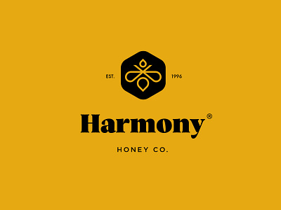 Harmony Logo animal logo bee bee logo brand identity branding flat honey honey logo illustration logo minimal minimal logo minimalism visual design yellow