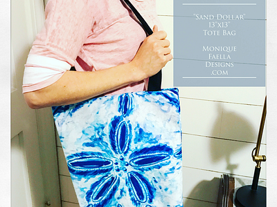 "Sand Dollar" 13"x13" Tote Bag Design! apparel design designer handbag sand dollar tote totebag
