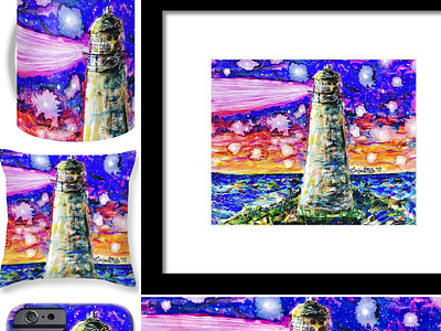 "Starry Light" Product Launch! coastal lighthouse watercolors