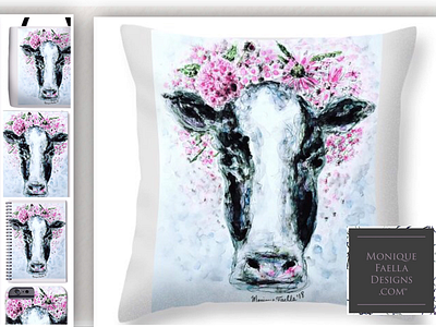 My "Crown of Flowers Cow" design! cow farm flowers painting spring