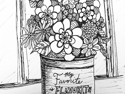 "Coffee Can Bouquet" work in progress illustration