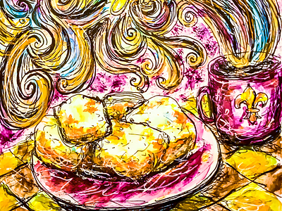 "Beignets for Breakfast!" Illustration beignets illustration new orleans pen watercolor