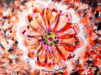 Zinnia! floral painting flower gouache ink zinnia