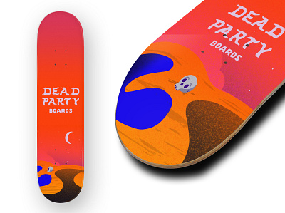 Dead Party Boards | Deck Mock dead dead party deck art gradients hand drawn prcoreate procreate art skate deck sketch skull