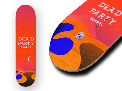 Dead Party Boards | Deck Mock dead dead party deck art gradients hand drawn prcoreate procreate art skate deck sketch skull