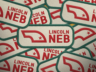 Lincoln NEB Patch badge branding design farmers feed cap graphic design merch midwest nebraska thick lines vector