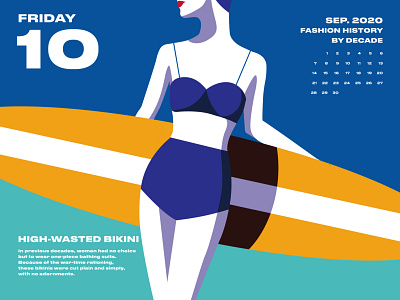 2020 Fashion Calendar 03 bikini blue calendar design drawing dresses fashion fashion design fashion illustration fast food history illustration negativespace over the last century pink politics shoes social movements women yellow