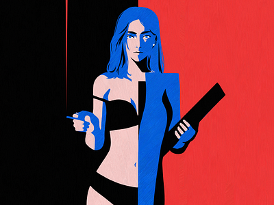 Day & Night blue duality illustraion instagram ladies lady minimal office red sexy sexy girl smoke smoking sns social tinder underwear woker women women in illustration