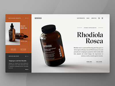 Botanica - Supplement Shop Concept homepage interaction design interface landing page page store ui ui design user interface ux ux design web