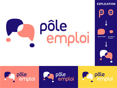 Logotype job search branding color discussion job logo logotype pole emploi search