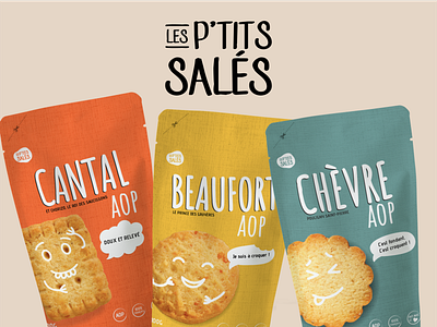 Les Petits Salés - Snacks Packaging Design biscuit branding cheese color design identity logo logotype mascot minimal pack package package design packaging packaging design snack snacks typography vector