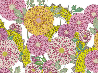 Pattern "Chrysanthemum” chrysanthemum fantasy flower illustration japan japanese style