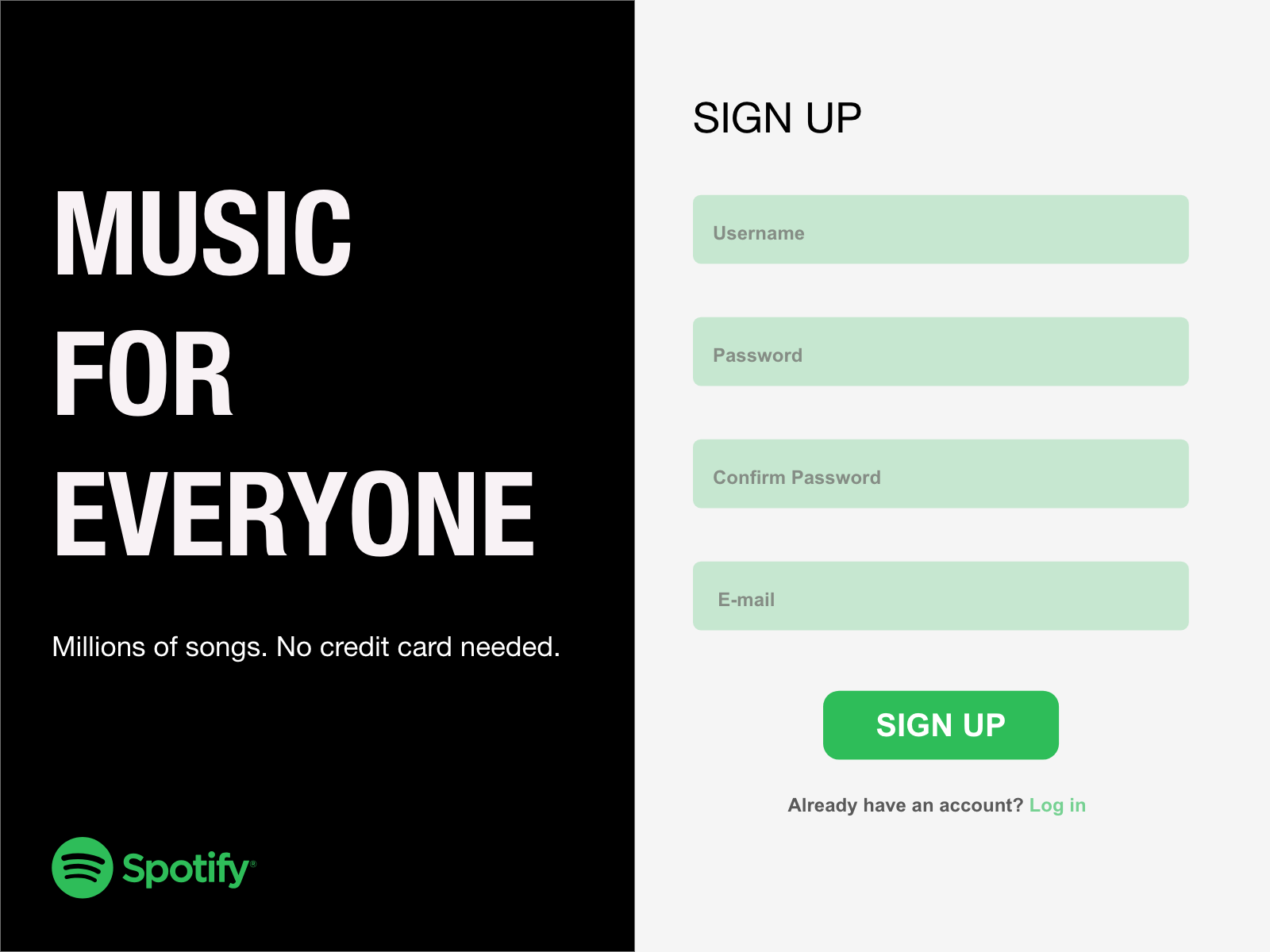 Sign Up Page - Spotify by Tara M. on Dribbble