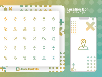 Location Icon 48px app brand branding character design flat icon identity illustration illustrator