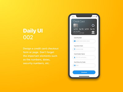Daily UI 002 Credit Card Checkout 002 adobexd app branding clean concept creative dailyui design digital flat ios iphone minimal mobile simple ui ui design ux vector