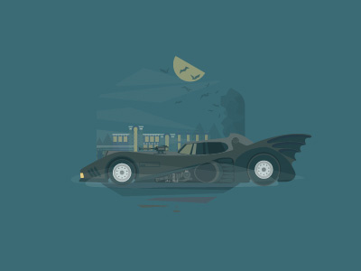 Batmobile - Batman (1989-1992) batman batmobile car illustration movie