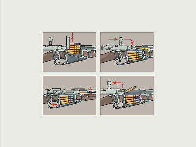 Scheme of reloading ammo illustration reload rifle weapon