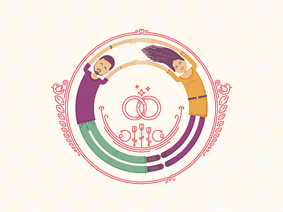 Pre-wedding art bride illustration people rings wedding