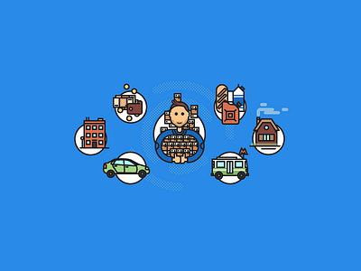 For What We Pay appartment car food house icon illustration life money transport