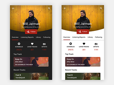 Daily UI 006 - Last.fm User Profile 006 android app dailyui digital last.fm material music profile ui user ux