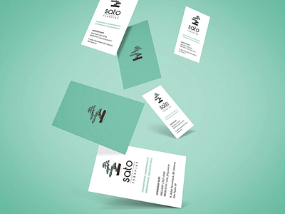 Sato Terapias business card design graphic logo mockup