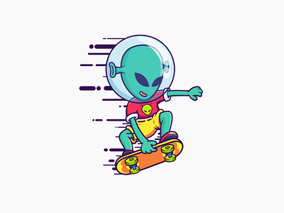 Alien Skate alien curve dribble illustration outline skate vector