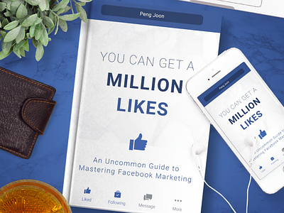 You Can Get A Million Likes book cover author blue book book cover cover design ebook facebook graphic design likes marketing million simple social media