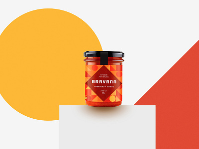 Bravana brand identity branding graphic design hotsauce mango packaging