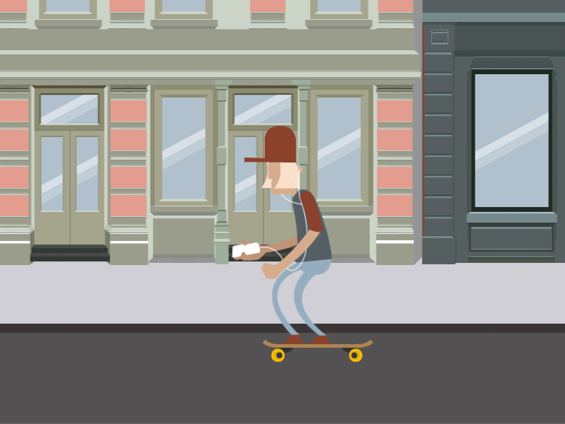 Skater Animated GIF animation gif illustration longboard new york skateboard skater soho