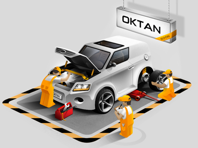 Oktan App - Coming soon car car repair coming soon garage illustration oktan oktan app repairman service soon