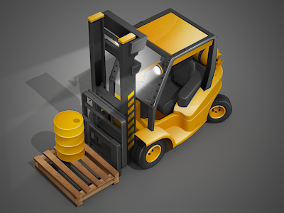 Forklift 3d barrel forklift icon illustration transport utility vehicles