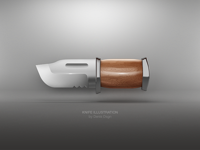 Knife illustration 3d icons illustration knife metal wood