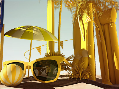 CLOSE UP CORONA 3d beach beer palm sun sunglasses surf