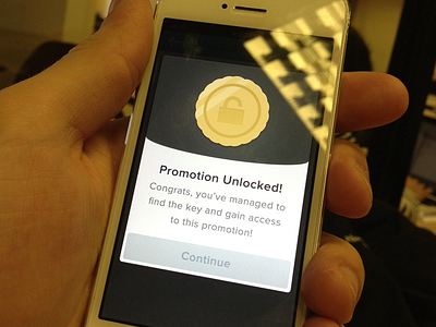 Promotion Unlocked! achievement app apple badge button clean continue intoo ios modal modern popup promotion sleek unlocked
