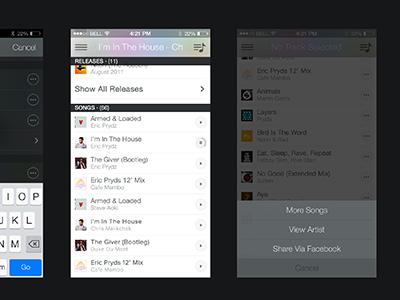 iOS7 Music App (Batch Two) app ios7 iphone music pause player playlist translucent transparent