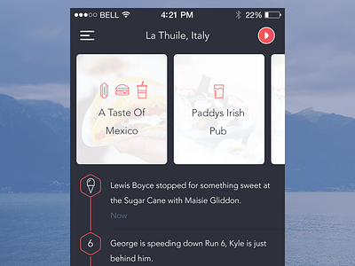 Powder App – Resort Feed app feed food icons ski snow social stats