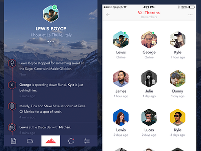 Powder App - Profile & Team clean maps messaging mountain powder ski snow snowboard social tracking