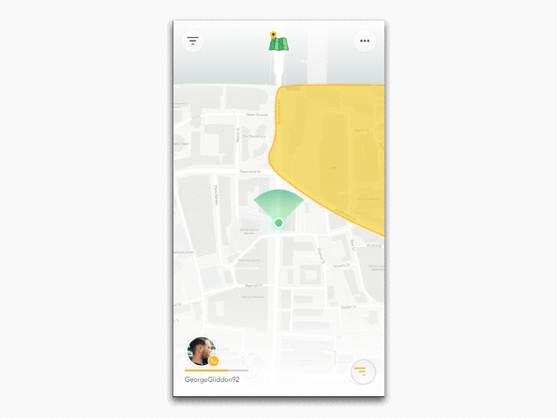 Perks Menu 🤺 animated hunt location map menu nav navigation perks shield swipe treasure