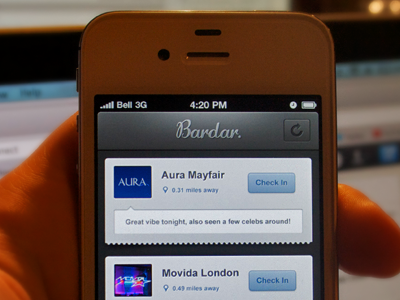 iOS app application bar blue button check check in dark ios ipad iphone refresh social