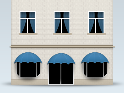 Hotel Icon bay brick bricks curtains dog door hotel icon illustration ios iphone landscape ledge pattern window