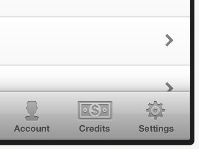 Custom tab bar icons in iOS account cog credits icon icons ios iphone person settings shine silver tab tab bar