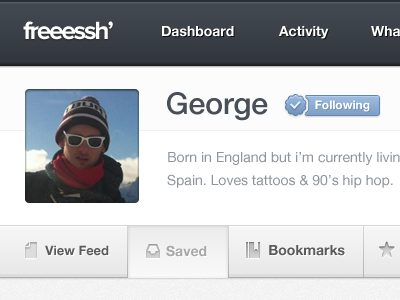 Something new app avatar button dashboard following george gliddon icons logo pressed profile tag web app