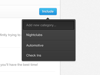 Add new category dropdown add arrow box button category checkin dropdown popover popup tag tags textbox