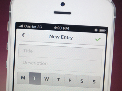 New Entry –– Schedule App app calendar clean control days field george iphone pressed quiche schedule segmented tabs tick week